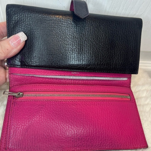 HERMES BEARN TRIFOLD LEATHER WALLET BLACK - Picture 8 of 15